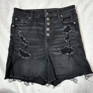 American Eagle Outfitters Distressed Black Jean Shorts